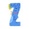 Bird alphabet Z capital letter. Blue consonant letter with eyes, beak and wings cute cartoon vector illustration