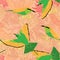 Bird bee-eater chrysanthemum seamless pattern