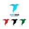 bird in blue and three other color choices icon logo