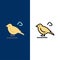 Bird, British, Small, Sparrow  Icons. Flat and Line Filled Icon Set Vector Blue Background