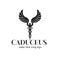 Bird Caduceus snake wings logo