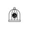 bird cage coronavirus line illustration icon on white background