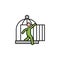 bird cage, exit people after coronavirus line illustration icon. Signs and symbols can be used for web, logo, mobile app, UI, UX