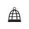 Bird Cage, Pet Cell, Empty Birdcage. Flat Vector Icon illustration. Simple black symbol on white background. Bird Cage