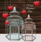Bird cages Vector realistic. Happy valentine day card