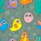 Bird Cartoon Doddle Seamless Pattern_eps