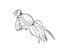 Bird dressed in a vest. Black and white vector graphics