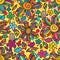 Bird enjoy flower swirl center colorful seamless pattern