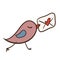 Bird with an envelope in its beak with a heart - postal envelope