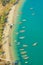 Bird eye view with fishing thai boats