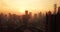 Bird eye view of sunrise in Jakarta city