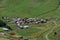 Bird eye view on Zhibiani village in Ushguli community, Georgia.