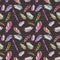 Bird feathers, handwritten note. Watercolor seamless pattern.