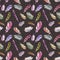 Bird feathers, handwritten note. Watercolor seamless pattern.