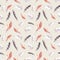 Bird feathers. Repeating pattern. Vintage water color