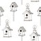 Bird feeders vector seamless pattern, hand drawn illustration