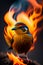 A bird with a fire on its head- Ai Generated Image.