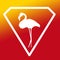 Bird Flamingo Logo Banner Image on Yellow Orange Red  Gradient