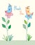 Bird flower stand thank you card