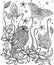 Bird and flowers coloring page. Cuban tody