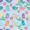 Bird fly horizontal line seamless pattern