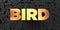 Bird - Gold text on black background - 3D rendered royalty free stock picture