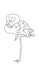 Bird greater flamingo sleeping coloring page, outline cartoon illustration