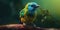 Bird green-headed oriole on a branch close-up. Generative AI