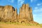 The Bird and the Hand Buttes are giant in the Monument Valley