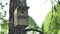 Bird house in the forest. Wooden Bird Cage. Thrush cage