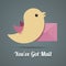 Bird with letter for your social or marketing project.