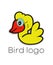 Bird logo.Vector Illustration of cute yellow duckling