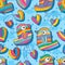 Bird love sugar colorful seamless pattern