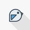 Bird, message symbol, tweet thin line flat color icon. Linear vector symbol. Colorful long shadow design.