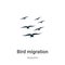 Bird migration outline vector icon. Thin line black bird migration icon, flat vector simple element illustration from editable