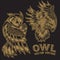 Bird Owl Wing Fly Gold Vintage Vector Illustration