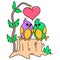 Bird paired symbol of valentines day celebration full of love, doodle icon image kawaii