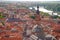 Bird panoramic view over old downtown in Heidelberg, Heidelberg, Germany