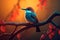 a bird perched on a tree trunk ai generated