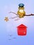 Bird postman on branches