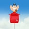 Bird postman and mailbox