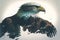 Bird of of prey eagle portrait with double exposure nature background