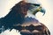 Bird of of prey eagle portrait with double exposure nature background
