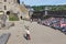 Bird of prey show in medieval castle of Bouillon, Belgium