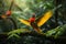 Bird\\\'s Elegance Flight Over Forest Flowers