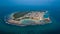 Bird\\\'s eye view of the beautiful tropical island Manadhoo the capital of Noonu atoll