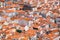 Bird`s-eye view on buildings red tiled roofs of Nazare town. Por