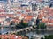 Bird\'s eye view of Charles Bridge on Vltava Pragu