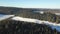 From a bird \'s - eye view . Clip. Winter morning with bright sky, huge Christmas trees and snow