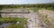 Bird`s eye view of garbage mountain from dji mavic drone in the industrial zone.